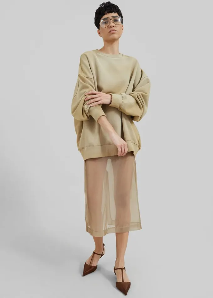 Clothing Women The Frankie Shop Peri Sheer Midi Skirt 8211 Desert Sand