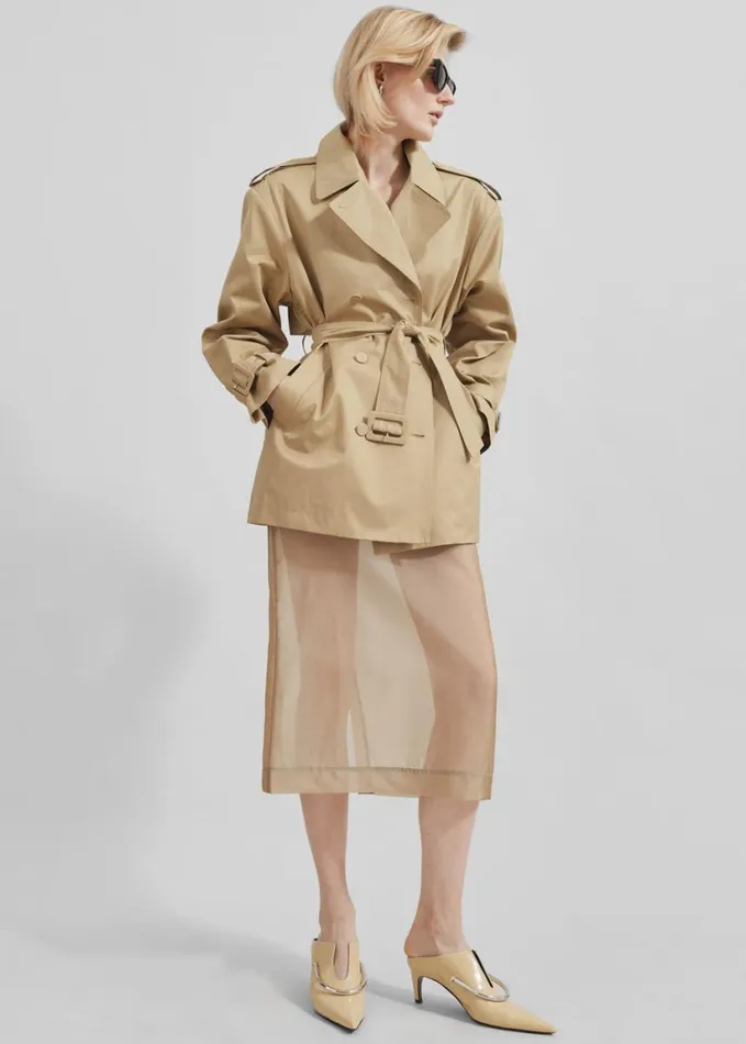 Clothing Women The Frankie Shop Peri Sheer Midi Skirt 8211 Desert Sand
