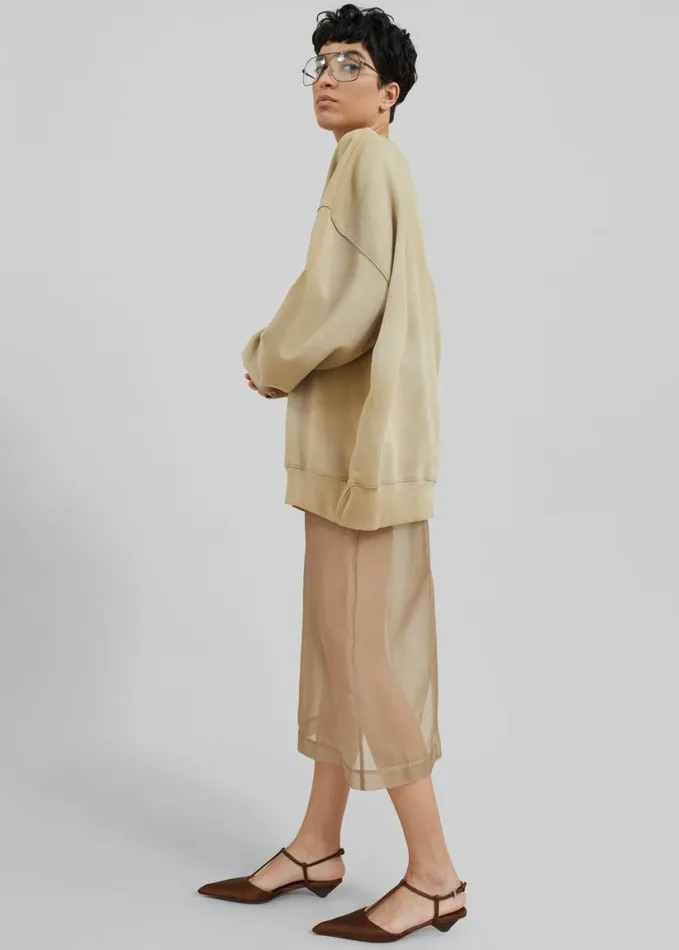 Clothing Women The Frankie Shop Peri Sheer Midi Skirt 8211 Desert Sand