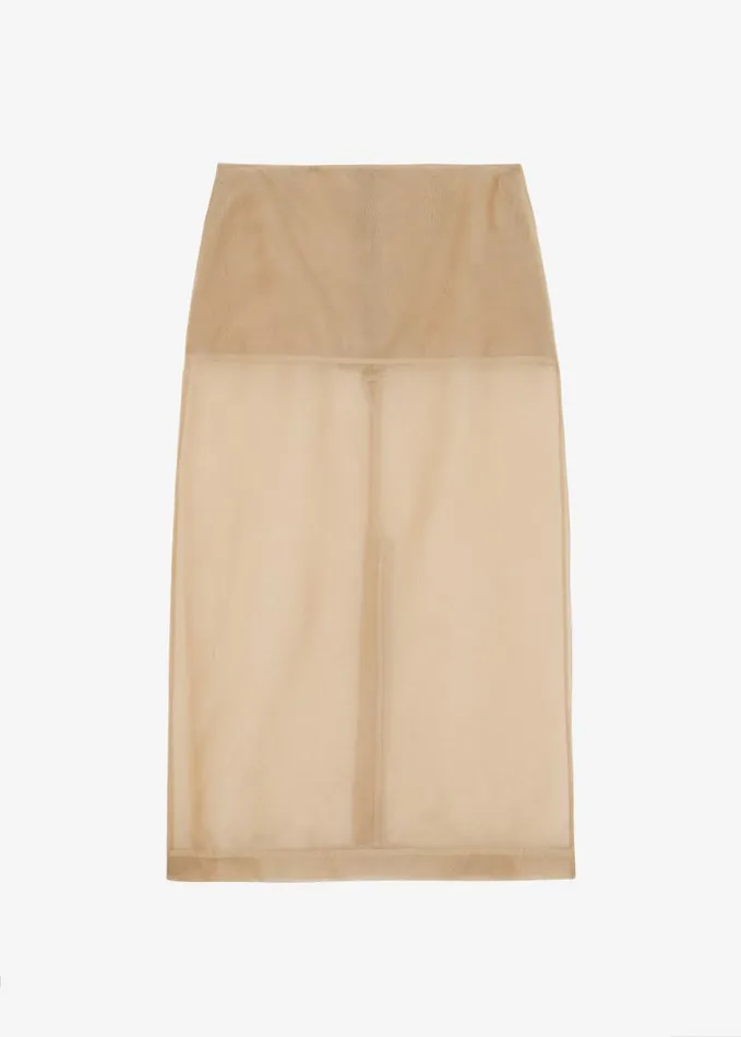 Clothing Women The Frankie Shop Peri Sheer Midi Skirt 8211 Desert Sand