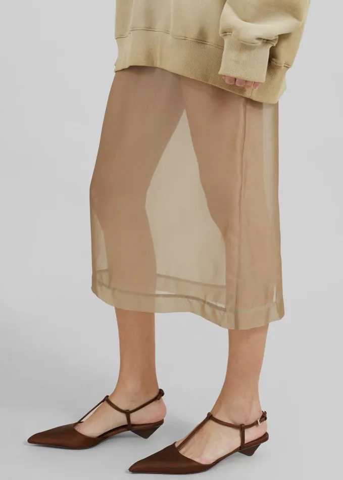 Clothing Women The Frankie Shop Peri Sheer Midi Skirt 8211 Desert Sand