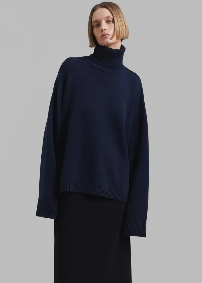 Clothing Women The Frankie Shop Rhea Trapeze Turtleneck 8211 Navy