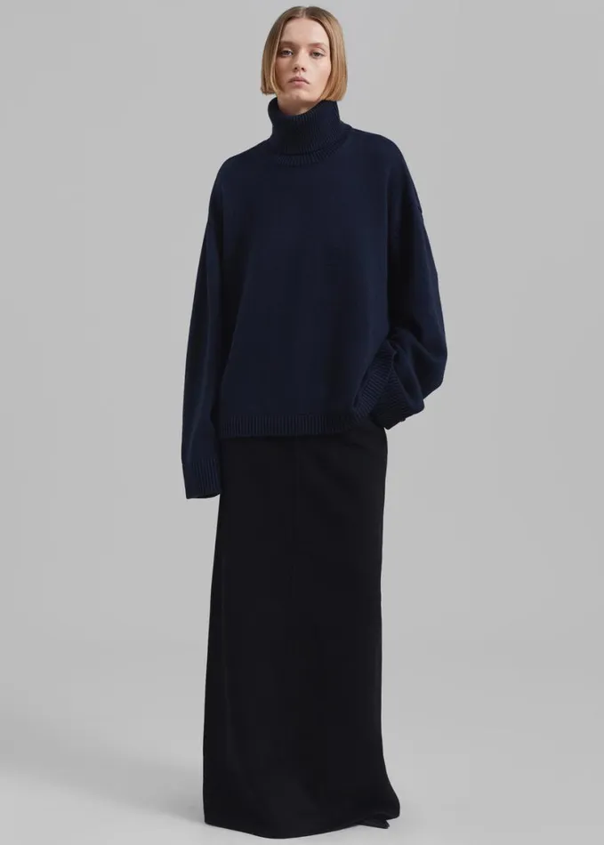 Clothing Women The Frankie Shop Rhea Trapeze Turtleneck 8211 Navy