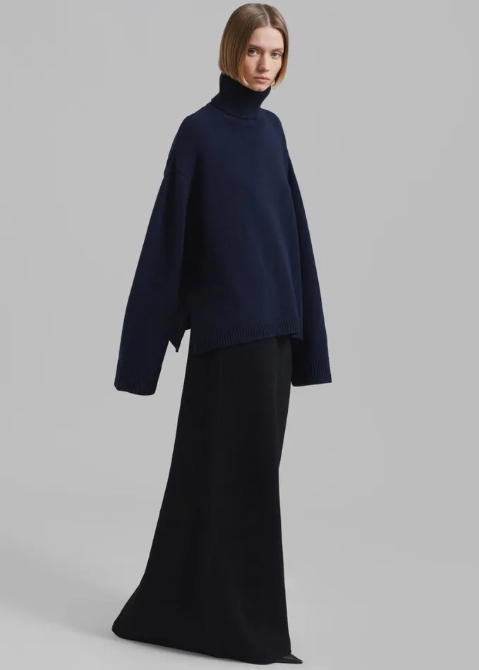 Clothing Women The Frankie Shop Rhea Trapeze Turtleneck 8211 Navy