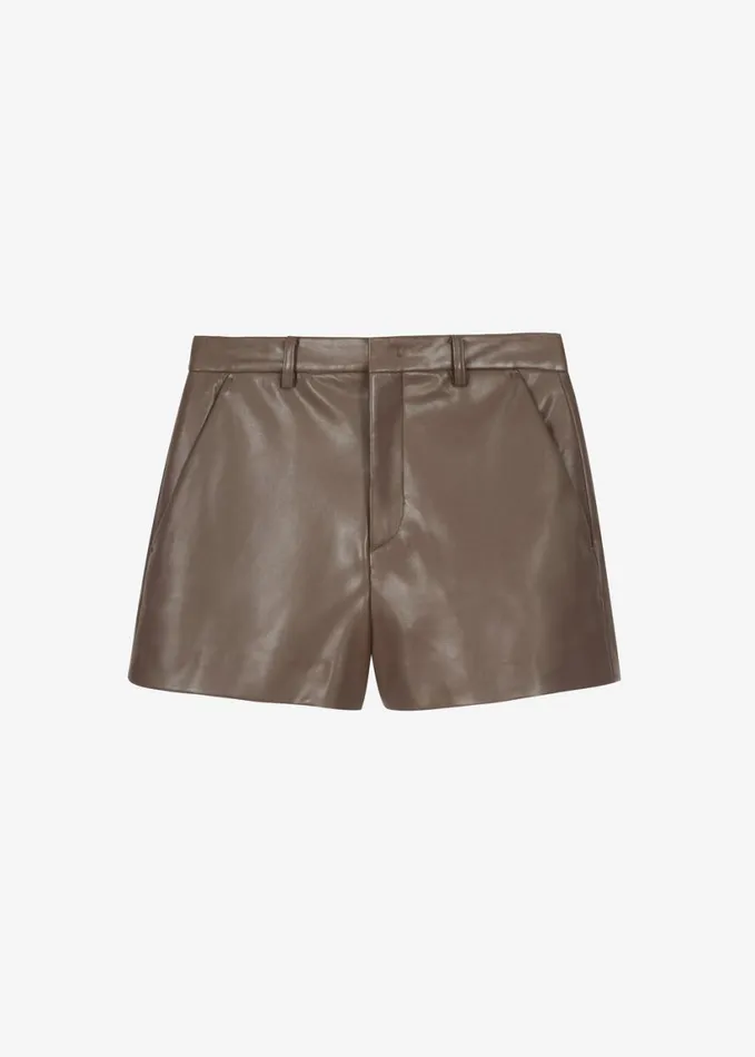 Clothing Women The Frankie Shop Riga Faux Leather Hot Pants 8211 Brown