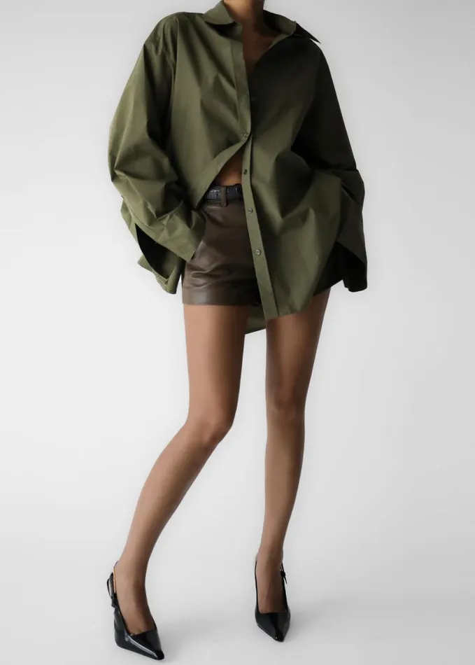 Clothing Women The Frankie Shop Riga Faux Leather Hot Pants 8211 Brown