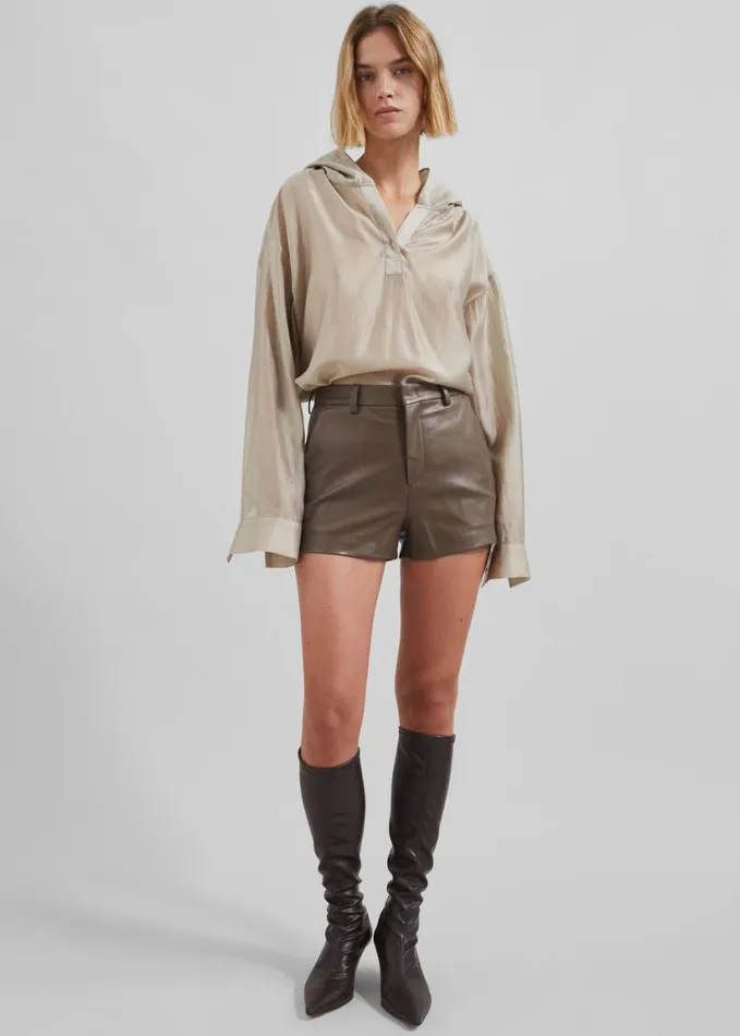 Clothing Women The Frankie Shop Riga Faux Leather Hot Pants 8211 Brown