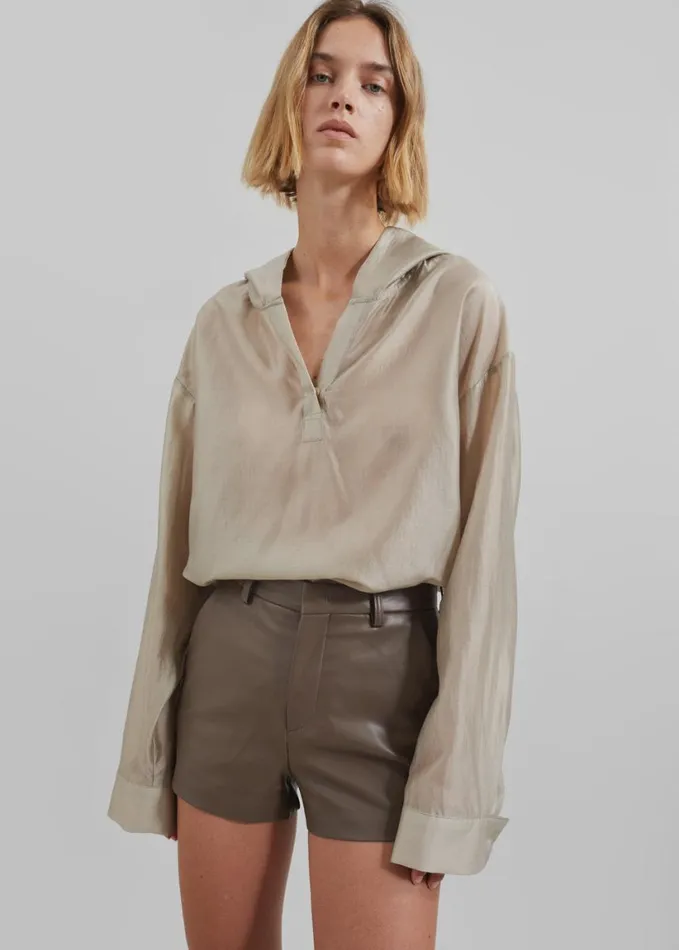 Clothing Women The Frankie Shop Riga Faux Leather Hot Pants 8211 Brown