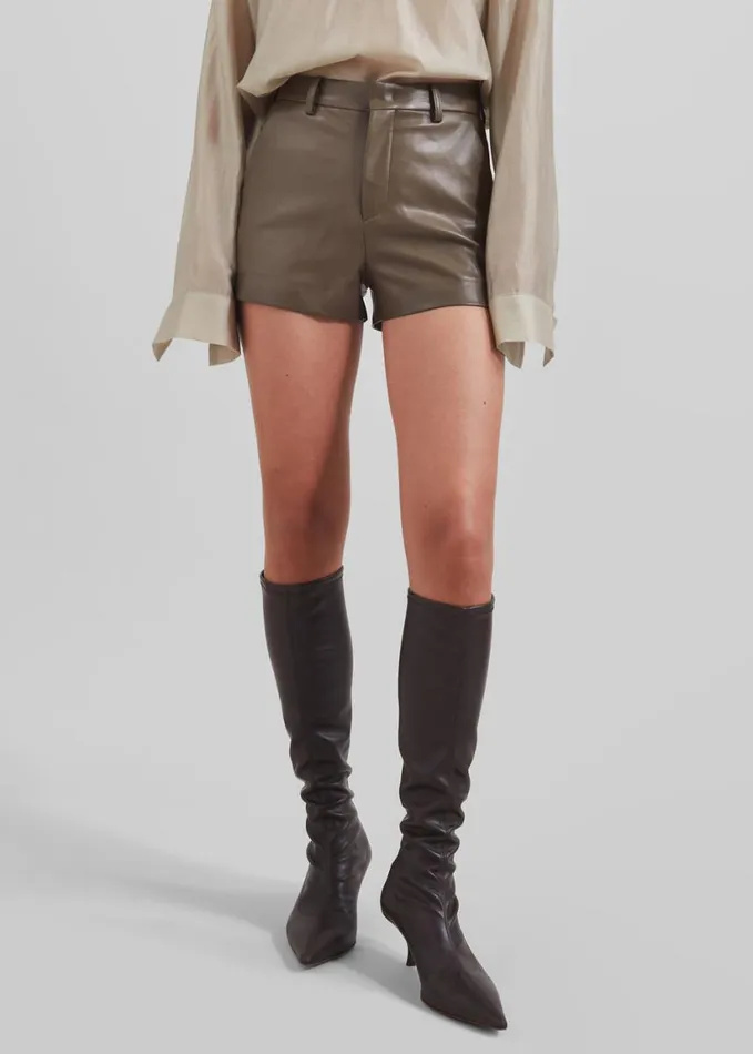 Clothing Women The Frankie Shop Riga Faux Leather Hot Pants 8211 Brown