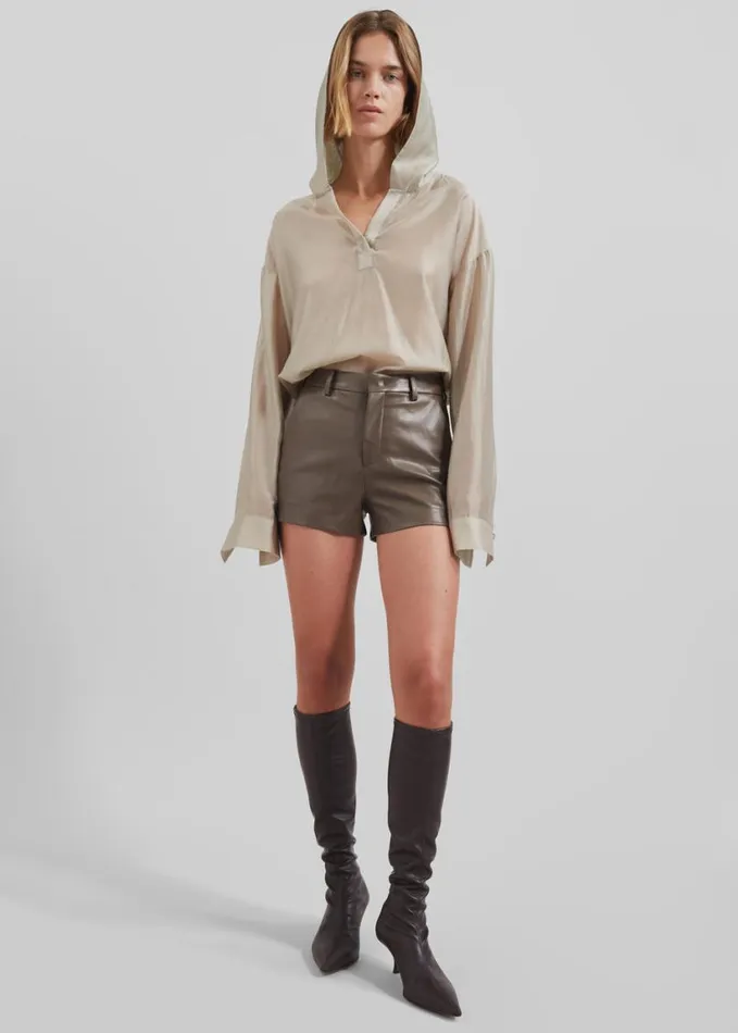 Clothing Women The Frankie Shop Riga Faux Leather Hot Pants 8211 Brown