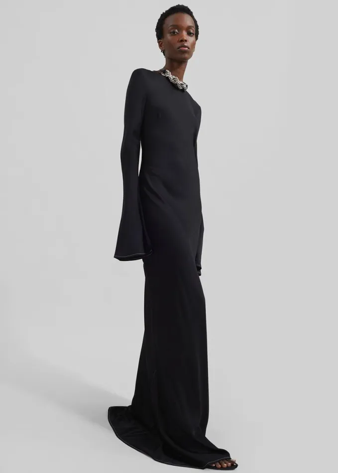 Clothing Women The Frankie Shop Rotate Satin Maxi Dress 8211 Black