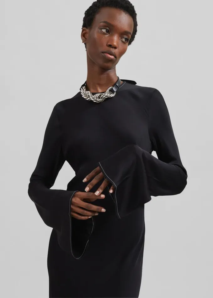 Clothing Women The Frankie Shop Rotate Satin Maxi Dress 8211 Black