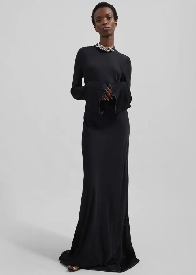 Clothing Women The Frankie Shop Rotate Satin Maxi Dress 8211 Black