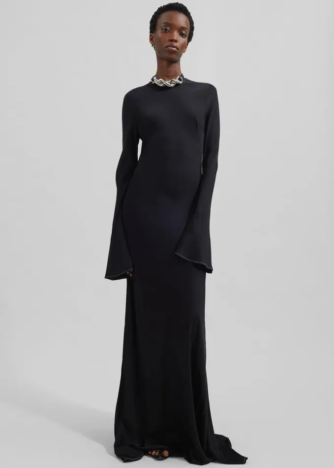Clothing Women The Frankie Shop Rotate Satin Maxi Dress 8211 Black