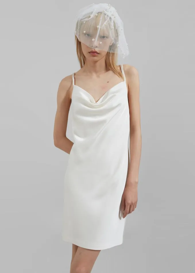 Clothing Women The Frankie Shop Rotate Satin Mini Slip Dress 8211 Egret