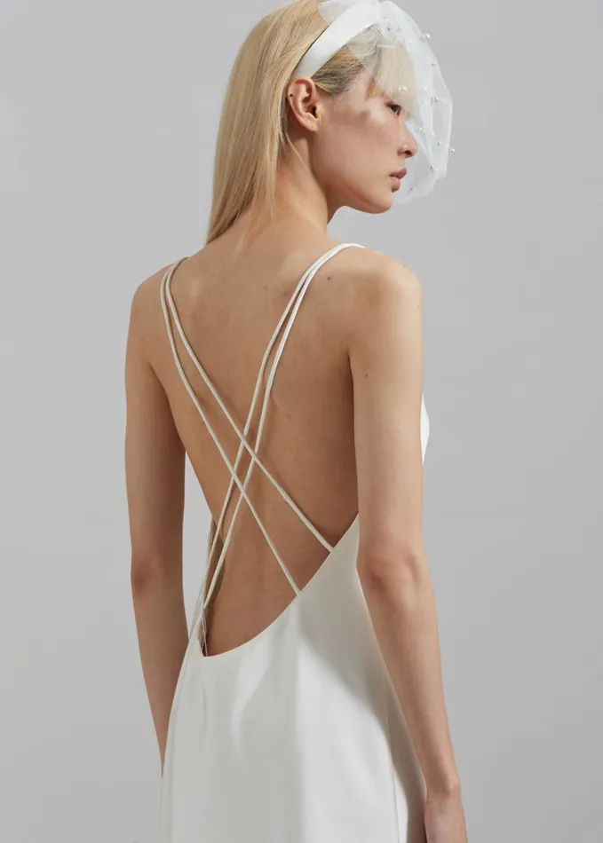 Clothing Women The Frankie Shop Rotate Satin Mini Slip Dress 8211 Egret