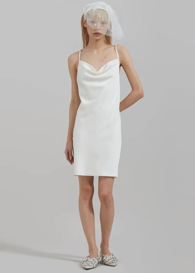 Clothing Women The Frankie Shop Rotate Satin Mini Slip Dress 8211 Egret