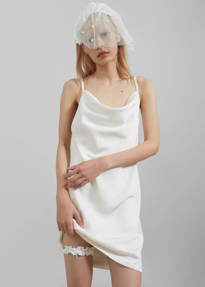 Clothing Women The Frankie Shop Rotate Satin Mini Slip Dress 8211 Egret