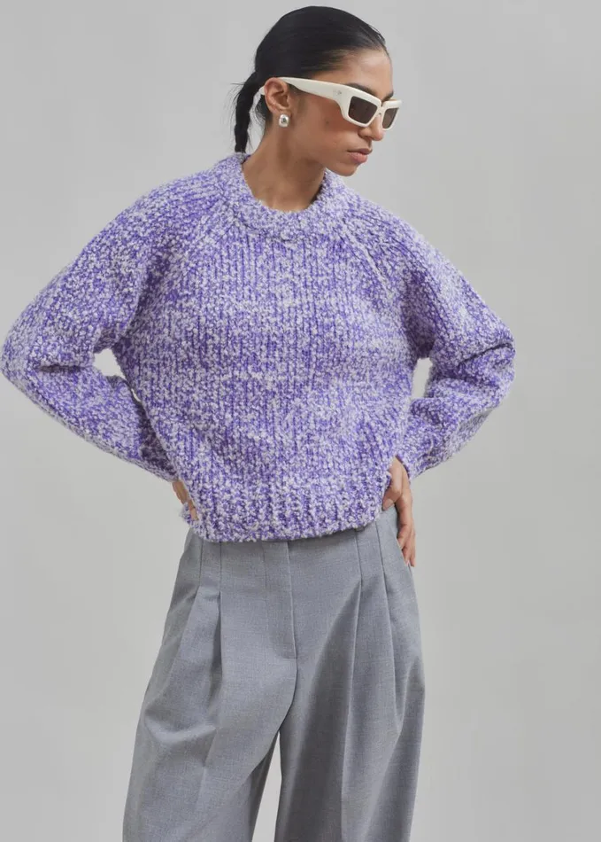 Clothing Women The Frankie Shop Samse Samse Aria Crew Neck 8211 Simply Purple Melange
