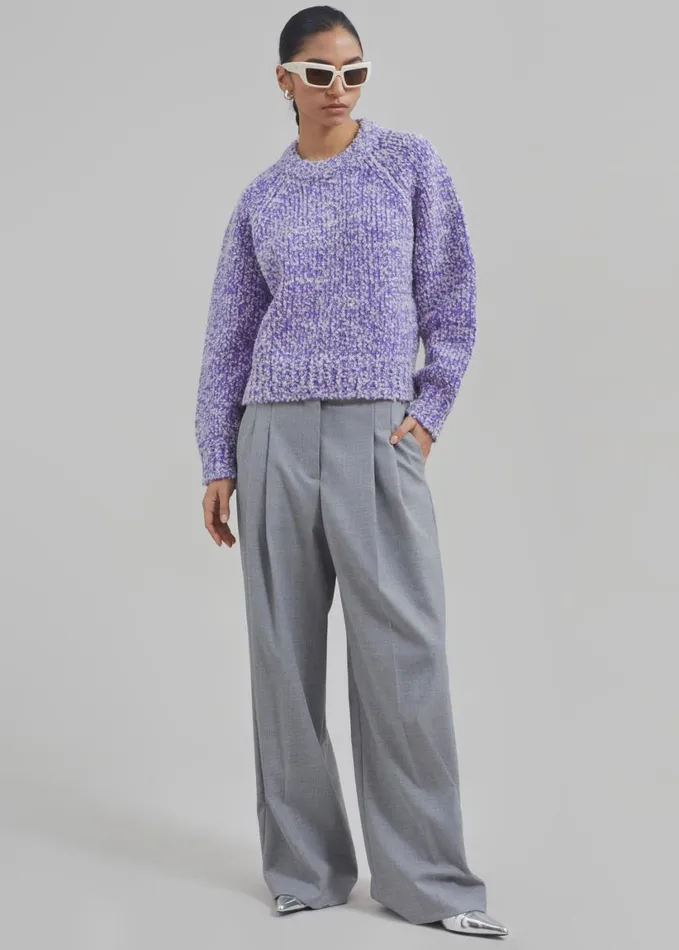 Clothing Women The Frankie Shop Samse Samse Aria Crew Neck 8211 Simply Purple Melange