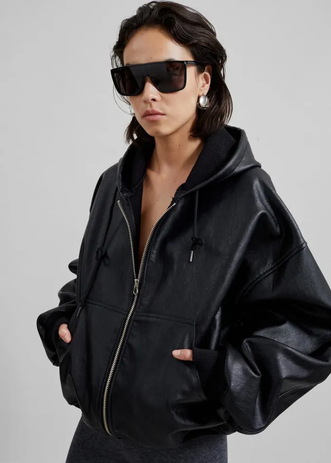 Clothing Women The Frankie Shop Santiago Faux Leather Jacket 8211 Black