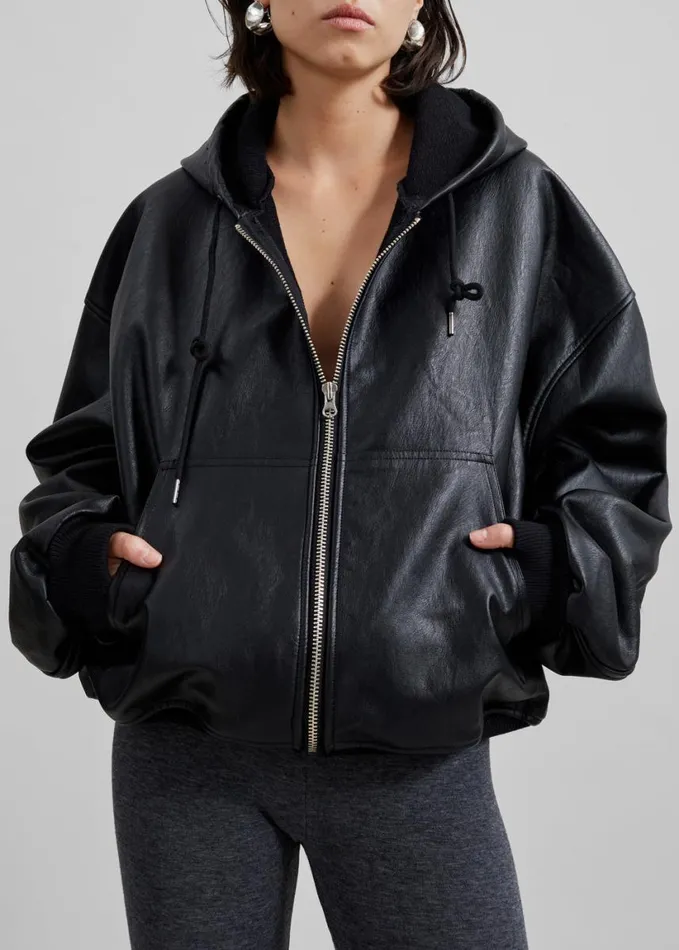 Clothing Women The Frankie Shop Santiago Faux Leather Jacket 8211 Black