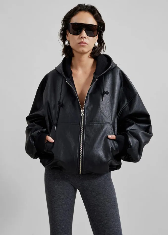 Clothing Women The Frankie Shop Santiago Faux Leather Jacket 8211 Black