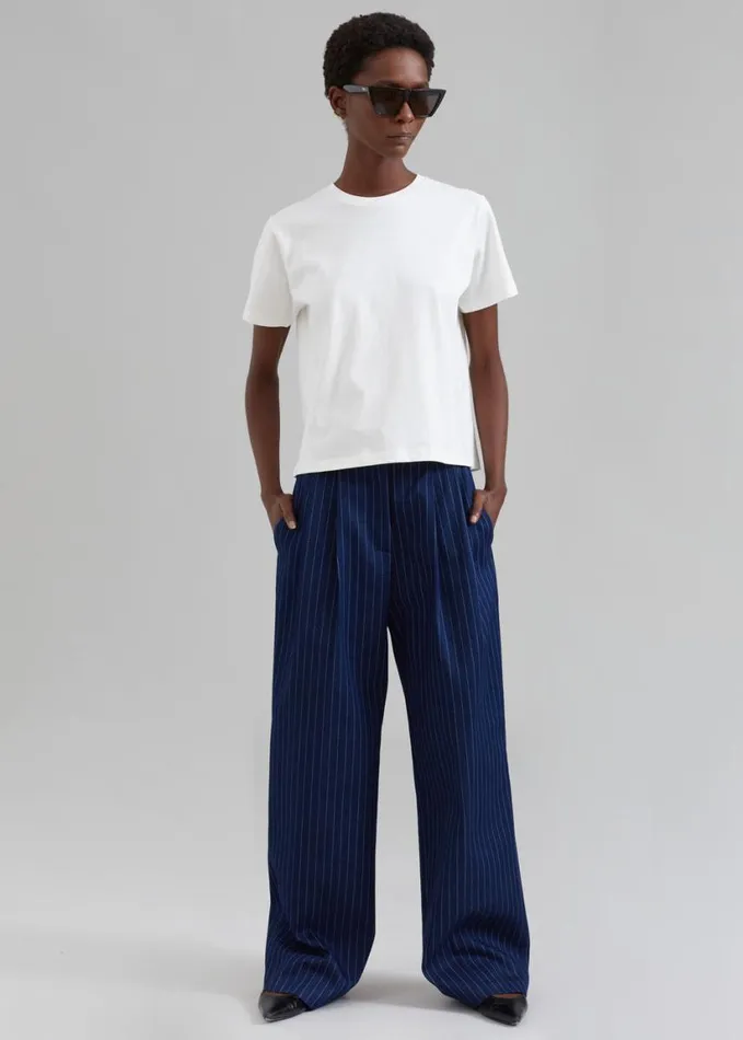 Clothing Women The Frankie Shop Tansy Denim Pants 8211 Navy Pinstripe