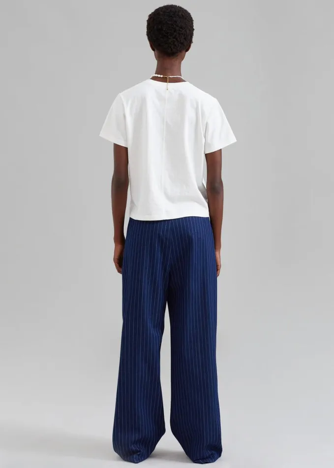Clothing Women The Frankie Shop Tansy Denim Pants 8211 Navy Pinstripe