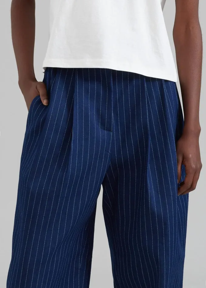 Clothing Women The Frankie Shop Tansy Denim Pants 8211 Navy Pinstripe
