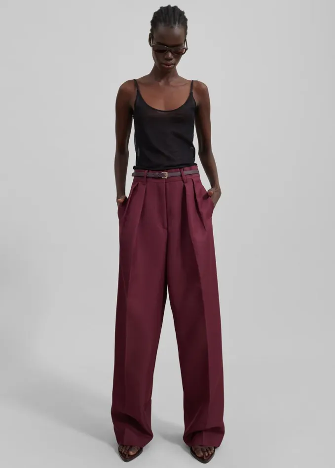 Clothing Women The Frankie Shop Tansy Pleated Trousers 8211 Burgundy