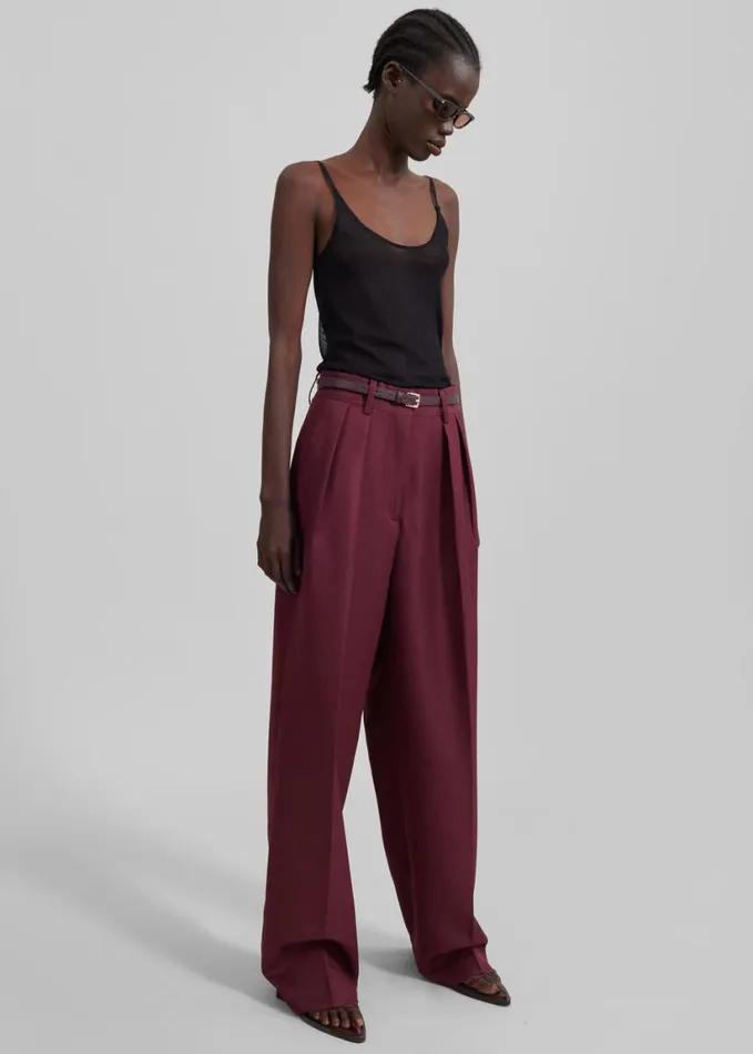 Clothing Women The Frankie Shop Tansy Pleated Trousers 8211 Burgundy