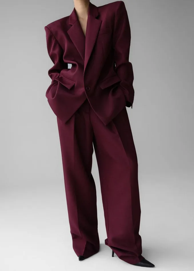 Clothing Women The Frankie Shop Tansy Pleated Trousers 8211 Burgundy