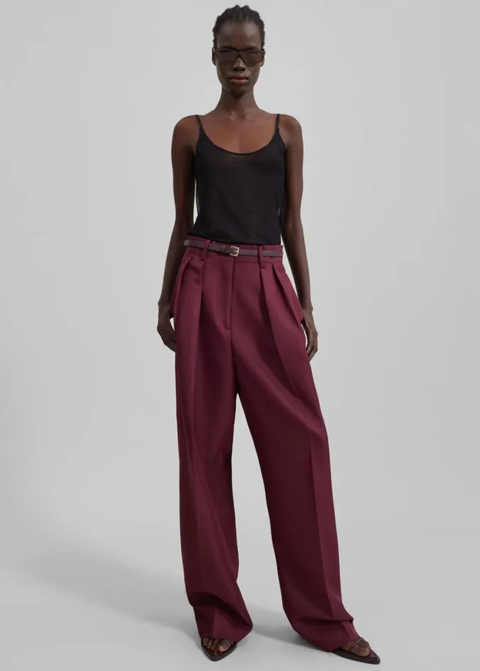 Clothing Women The Frankie Shop Tansy Pleated Trousers 8211 Burgundy