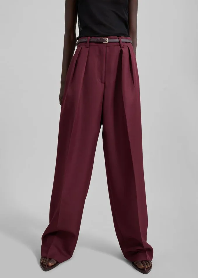 Clothing Women The Frankie Shop Tansy Pleated Trousers 8211 Burgundy