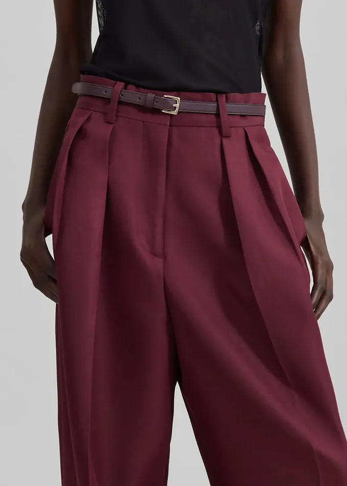 Clothing Women The Frankie Shop Tansy Pleated Trousers 8211 Burgundy