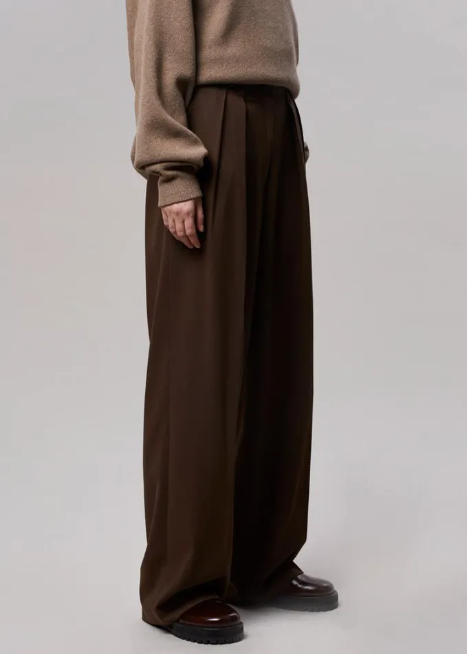Clothing Women The Frankie Shop Tansy Pleated Trousers 8211 Chocolate