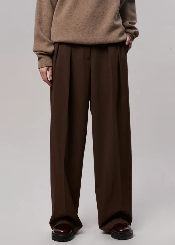Clothing Women The Frankie Shop Tansy Pleated Trousers 8211 Chocolate