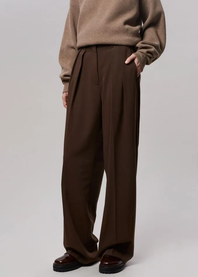 Clothing Women The Frankie Shop Tansy Pleated Trousers 8211 Chocolate