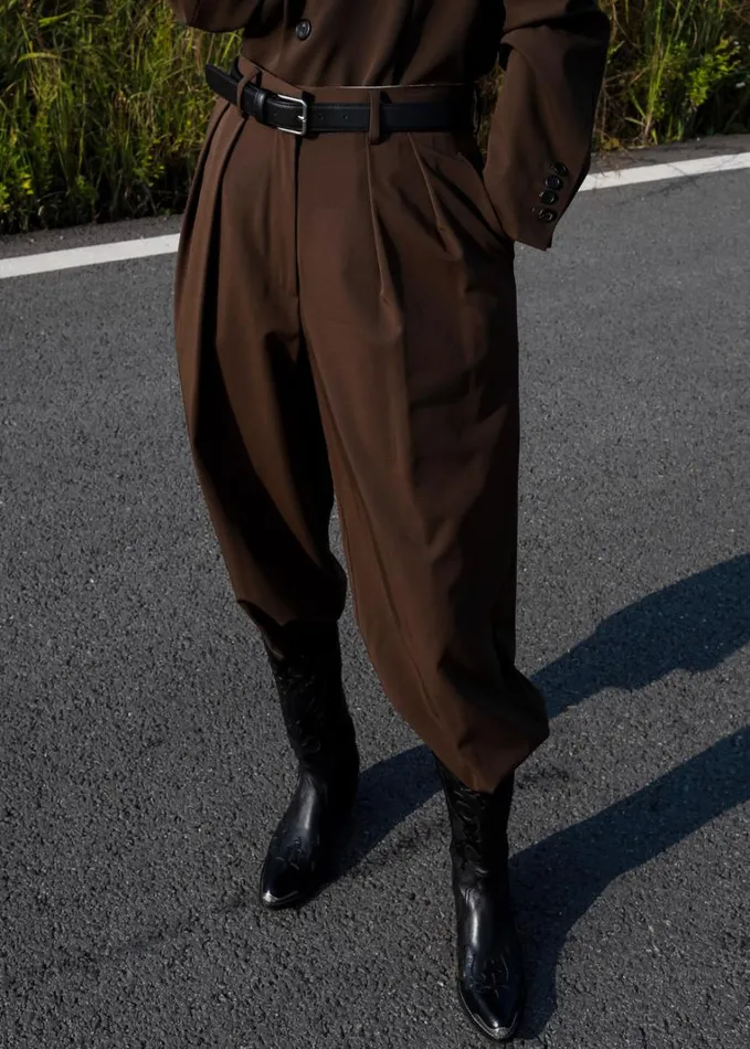 Clothing Women The Frankie Shop Tansy Pleated Trousers 8211 Chocolate