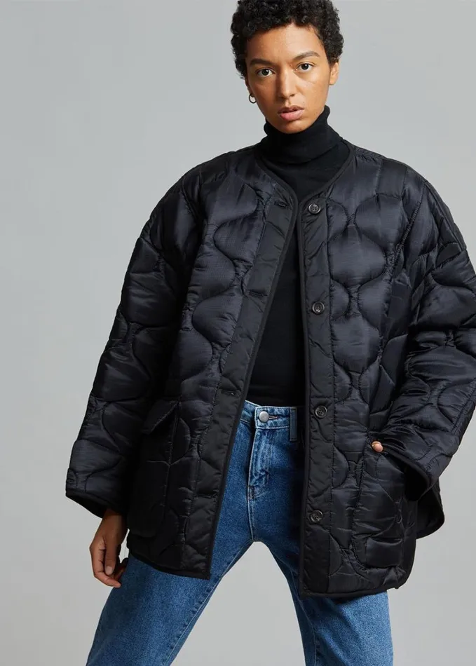 Clothing Women The Frankie Shop Teddy Quilted Jacket 8211 Black