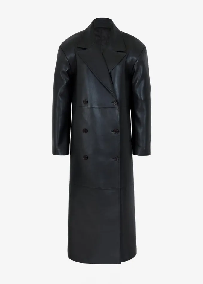 Clothing Women The Frankie Shop Tina Faux Leather Trench Coat 8211 Black