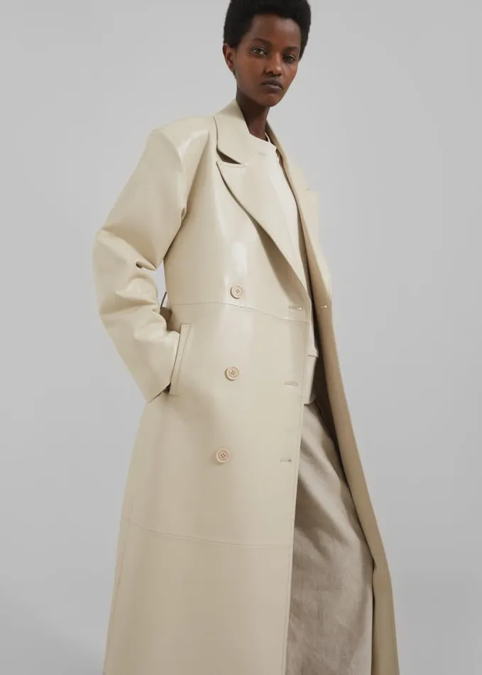 Clothing Women The Frankie Shop Tina Faux Leather Trench Coat 8211 Mastic