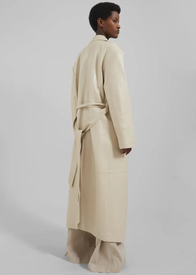 Clothing Women The Frankie Shop Tina Faux Leather Trench Coat 8211 Mastic