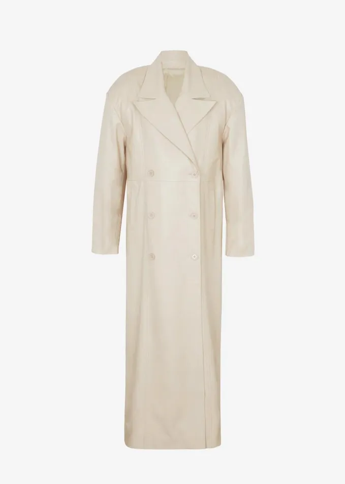 Clothing Women The Frankie Shop Tina Faux Leather Trench Coat 8211 Mastic