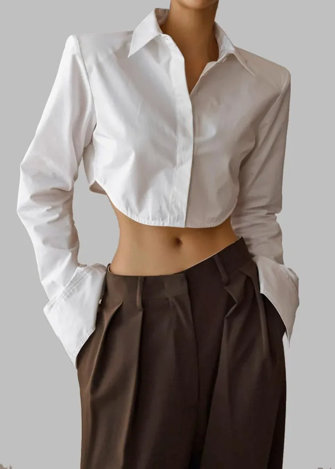 Clothing Women The Frankie Shop Uma Cropped Shirt 8211 White