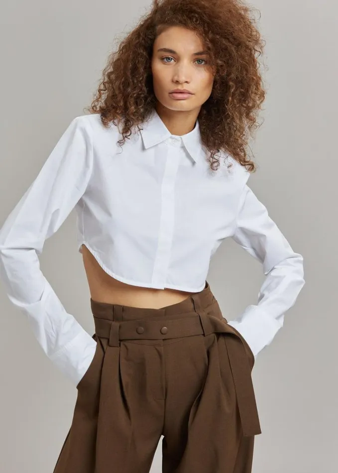 Clothing Women The Frankie Shop Uma Cropped Shirt 8211 White