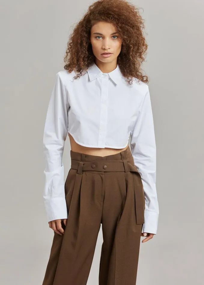 Clothing Women The Frankie Shop Uma Cropped Shirt 8211 White