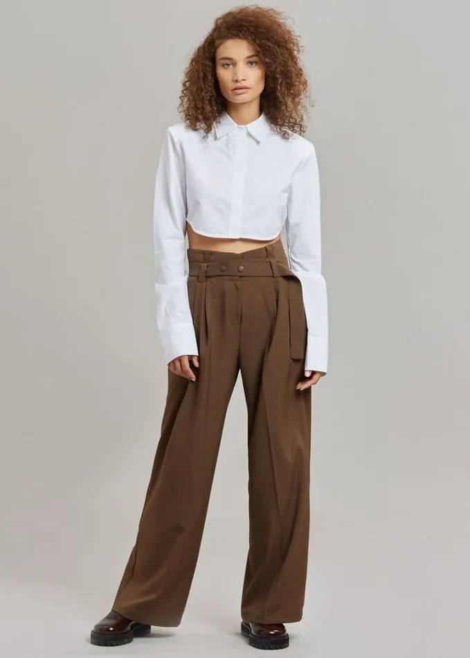 Clothing Women The Frankie Shop Uma Cropped Shirt 8211 White