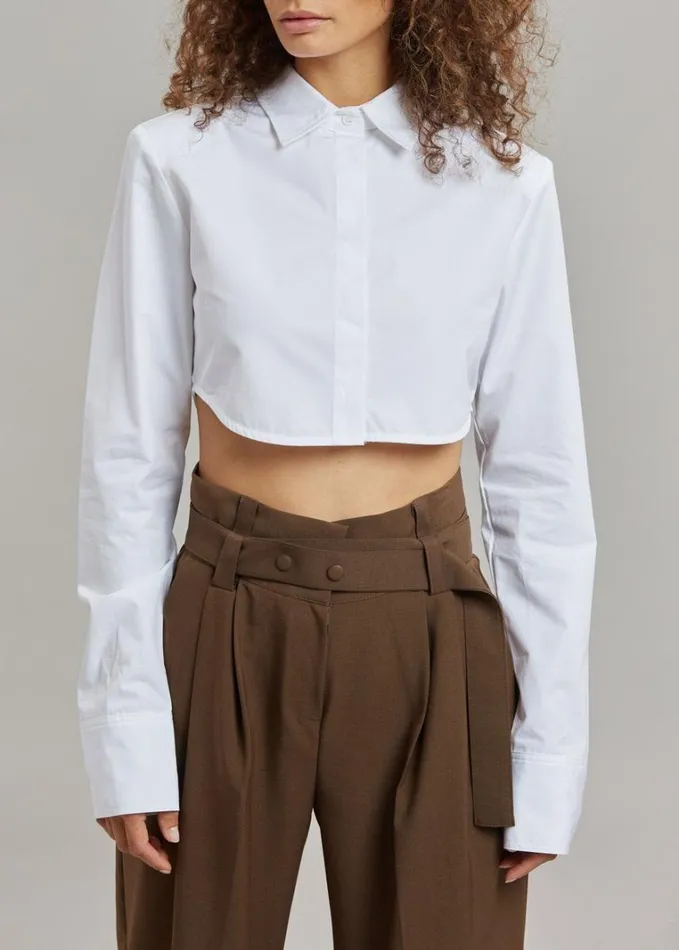 Clothing Women The Frankie Shop Uma Cropped Shirt 8211 White